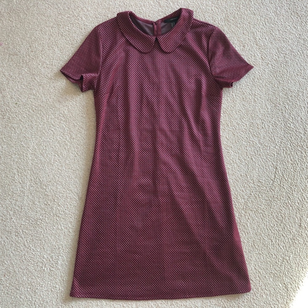 Forever 21 Burgundy Short Sleeve Collar Dress M